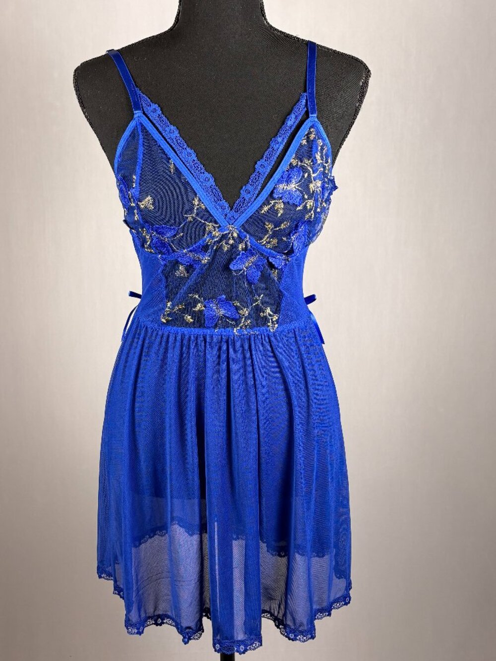 Avidlove • Sheer Blue Lace Babydoll Lingerie • Embroidered Mesh • Size XL